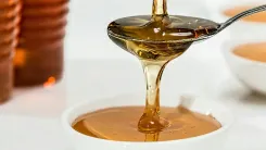 En la foto: Cuchara con miel de abeja